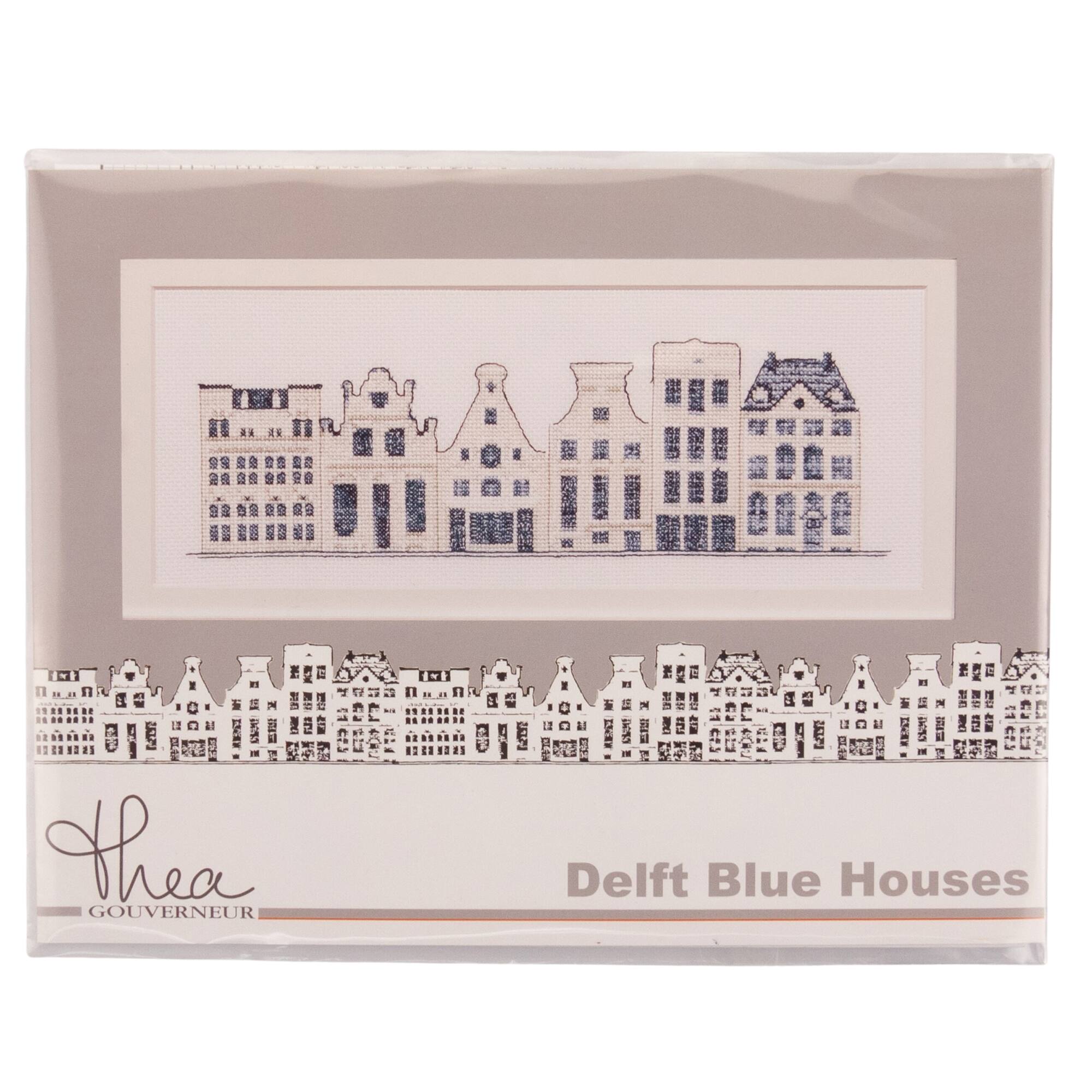 Thea Gouverneur Since 1959® Delft Blue Houses Counted Cross Stitch Kit